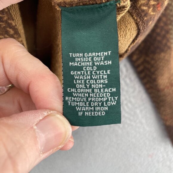 Lauren Ralph Lauren Jacket Womens Large Brown Mix Pattern Shawl Lapel Coatigan - Picture 6 of 9